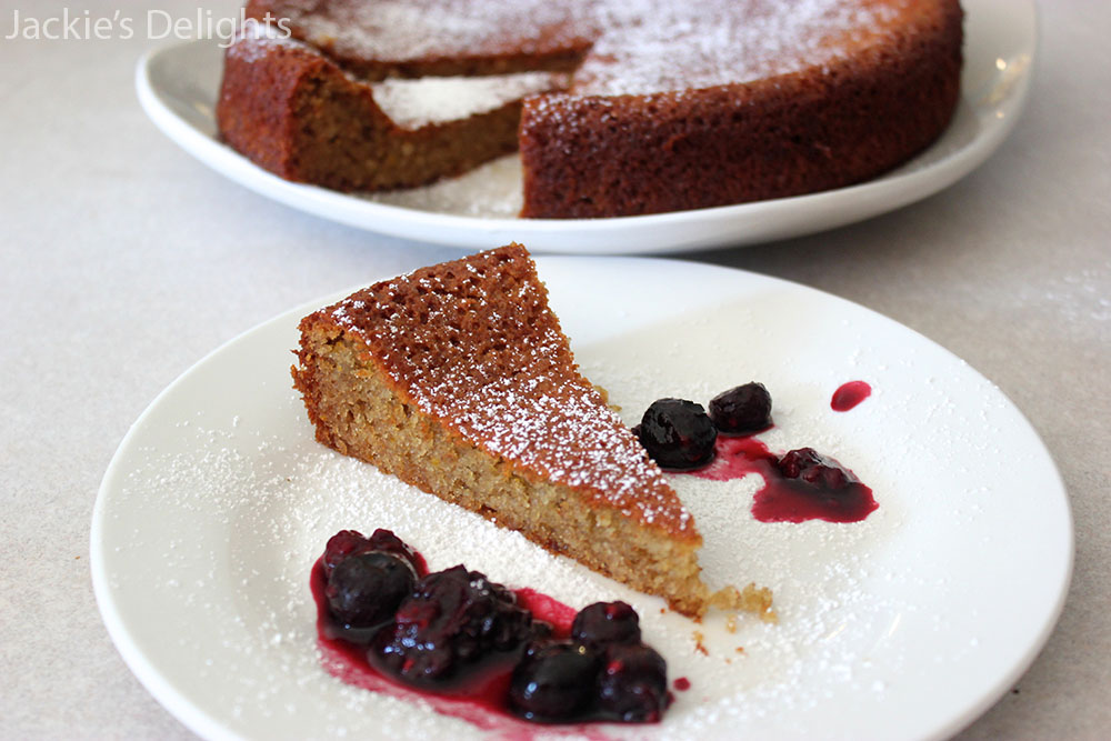 Almond Honey Cake with Berry Syrup + review of Vibrant Food