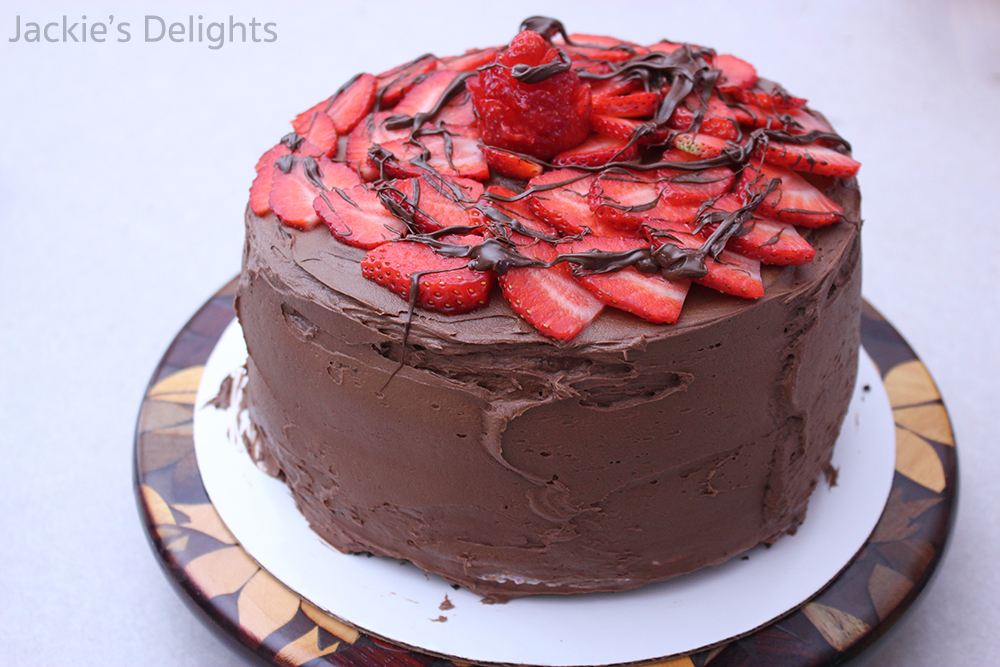 Chocolate and Whipped Strawberries Cake