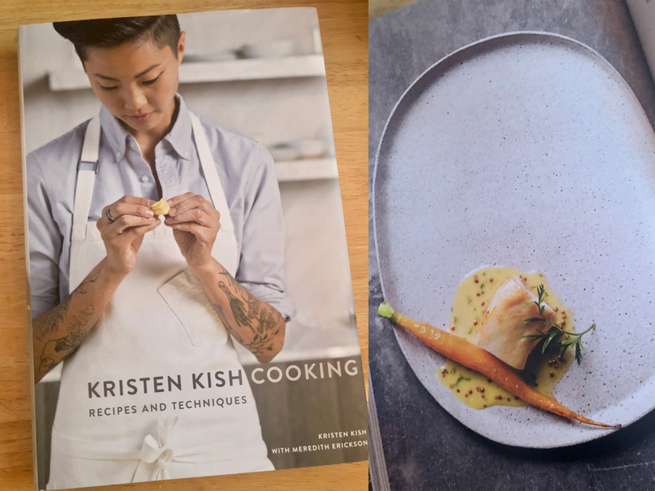 Left: Cover of Kristen Kish's Cookbook Right: One of the recipes 